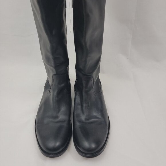 FRYE Womens 11 Boots Melissa Over The Knee OTK Equestrian BLACK Side Zip Flat - Picture 3 of 16